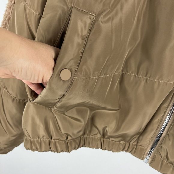 Good American Tan Full Zip Two Tone Puff Fleece Jacket Size 5 US 2XL - Picture 4 of 15